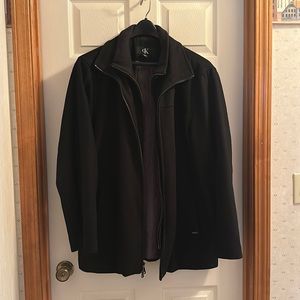 Calvin Klein Men’s Black Wool Winter Coat, Large